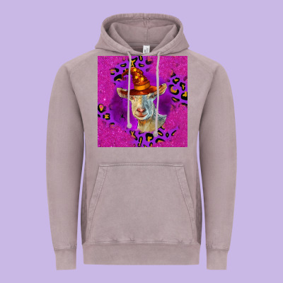 Halloween Saanen Goat Vintage Hoodie Designed By Lillyallendesigns
