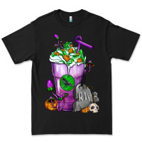 Black Halloween Cold Drink Frappe With Tombstone Premium Tee - FaDigitalArtStudio