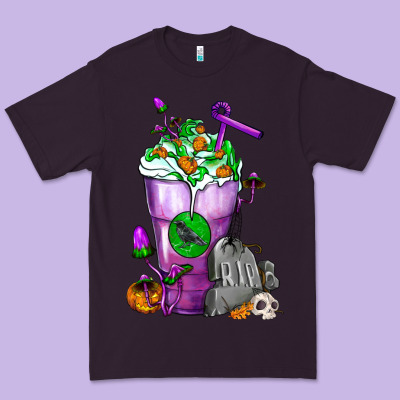Halloween Cold Drink Frappe With Tombstone Premium Tee Designed By Fadigitalartstudio
