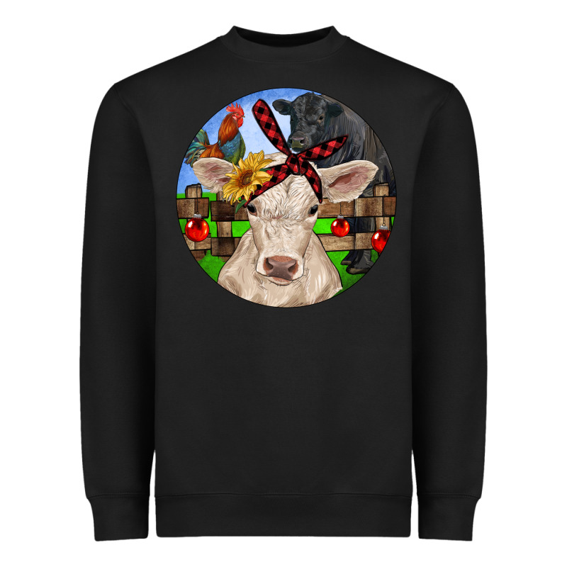 Christmas Charolais Calf Black Angus Bull And Roos Heavyweight Sweatshirt by RanaPortraitStore | Teevron
