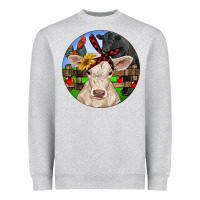 Heather Grey Christmas Charolais Calf Black Angus Bull And Roos Heavyweight Sweatshirt - RanaPortraitStore