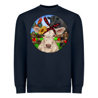 Navy Christmas Charolais Calf Black Angus Bull And Roos Heavyweight Sweatshirt - RanaPortraitStore