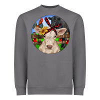 Storm Christmas Charolais Calf Black Angus Bull And Roos Heavyweight Sweatshirt - RanaPortraitStore