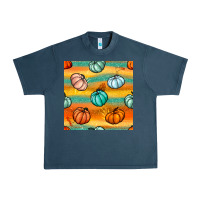 Midnight Navy Pumpkin And Glitter Seamless Pattern Urban Heavy Tee - BundleAndBundleShop