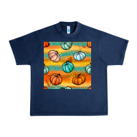 Navy Pumpkin And Glitter Seamless Pattern Urban Heavy Tee - BundleAndBundleShop