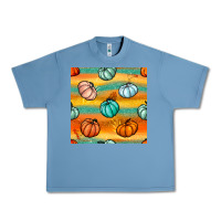 Pebble Blue Pumpkin And Glitter Seamless Pattern Urban Heavy Tee - BundleAndBundleShop