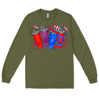 Army Green american obsessive cup Long Sleeve Tee - CowhideDigitalArt