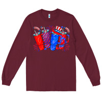 Burgundy american obsessive cup Long Sleeve Tee - CowhideDigitalArt