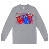 Heather Grey american obsessive cup Long Sleeve Tee - CowhideDigitalArt