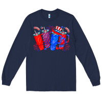 Navy american obsessive cup Long Sleeve Tee - CowhideDigitalArt