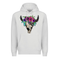 Dove Grey cowhide bull skull Premium Hoodie - Jasminsmagicworld