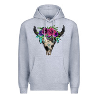 Heather Grey cowhide bull skull Premium Hoodie - Jasminsmagicworld