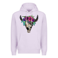 Lilac cowhide bull skull Premium Hoodie - Jasminsmagicworld