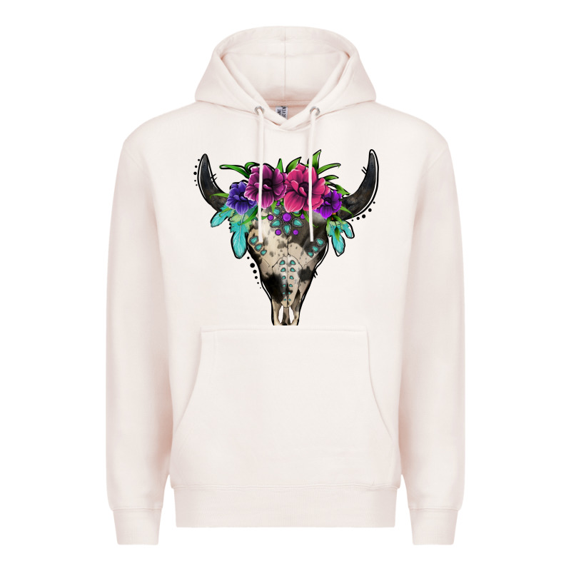 Cowhide Bull Skull Premium Hoodie by Jasminsmagicworld | Teevron