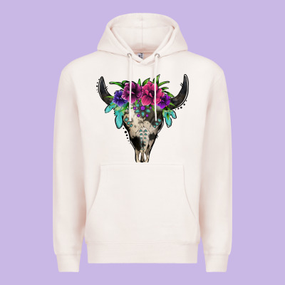 Cowhide Bull Skull Premium Hoodie Designed By Jasminsmagicworld