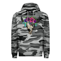 Slate Camo cowhide bull skull Premium Hoodie - Jasminsmagicworld