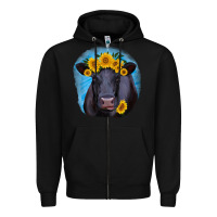 Black black angus with sunflower Zipper Hoodie - RanaPortraitStore