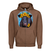 Chestnut black angus with sunflower Zipper Hoodie - RanaPortraitStore