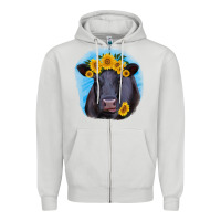 Dove Grey black angus with sunflower Zipper Hoodie - RanaPortraitStore