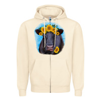 Sandshell black angus with sunflower Zipper Hoodie - RanaPortraitStore