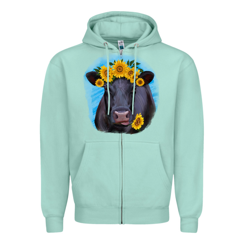 Black Angus With Sunflower Zipper Hoodie by RanaPortraitStore | Teevron