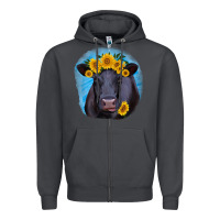 Smoke black angus with sunflower Zipper Hoodie - RanaPortraitStore