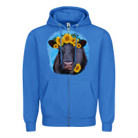 True Royal black angus with sunflower Zipper Hoodie - RanaPortraitStore