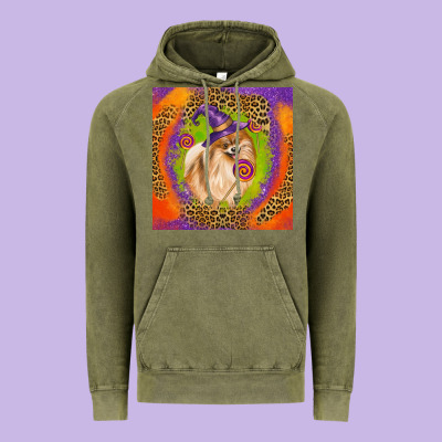 Halloween Pomeranian Dog Vintage Hoodie Designed By Lillyallendesigns