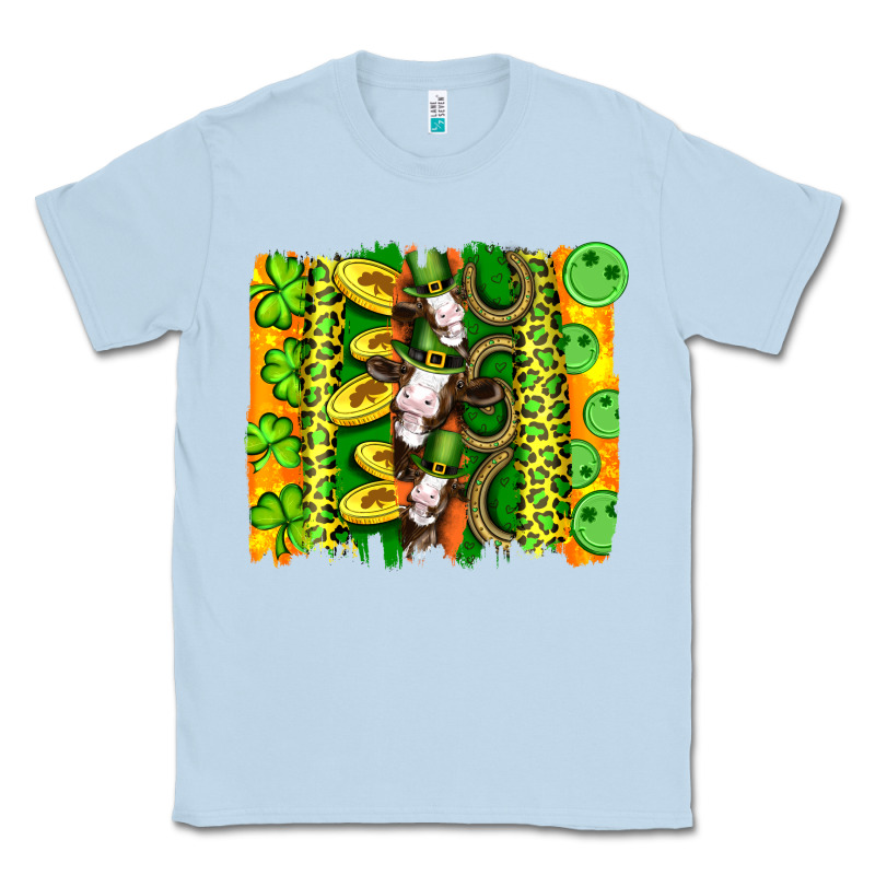 St Patricks Cow And Coin Wıth Clovers And Leopard Brushstrokes Classic Tee by Artiststas | Teevron
