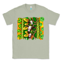 Matcha st patricks cow and coin wıth clovers and leopard brushstrokes Classic Tee - Artiststas