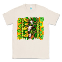Natural st patricks cow and coin wıth clovers and leopard brushstrokes Classic Tee - Artiststas