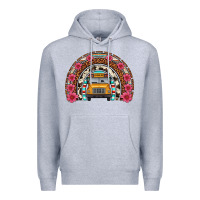 Heather Grey school bus leopard cowhide rainbow Premium Hoodie - Artiststas
