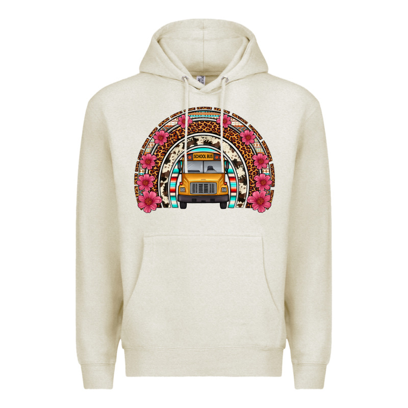 School Bus Leopard Cowhide Rainbow Premium Hoodie by Artiststas | Teevron
