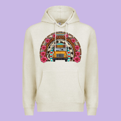 School Bus Leopard Cowhide Rainbow Premium Hoodie Designed By Artiststas
