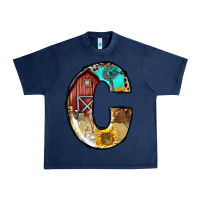 Navy farm life alphabet lowercase letters c Urban Heavy Tee - BundleAndBundleShop