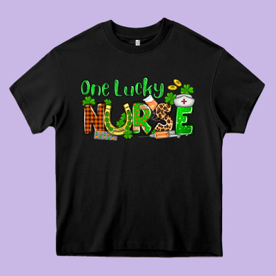 St. Patrick's One Lucky Nurse Heavy Core Tee Designed By Oliviacreatesart