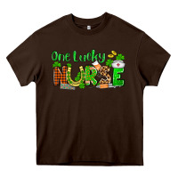 Chocolate Brown St. Patrick's One lucky Nurse Heavy Core Tee - OliviaCreatesArt