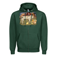 Sports Green charolaris bull and chicken in barnyard Zipper Hoodie - RanaPortraitStore