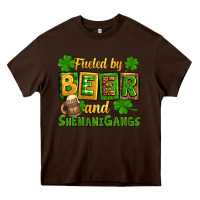 Chocolate Brown St. Patrick's Fueled by beer and shenanigangs Heavy Core Tee - OliviaCreatesArt