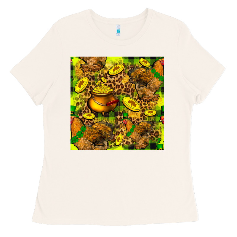 St. Patrick's Chicken With Pot Of Gold Ladies Tee by FaDigitalArtStudio | Teevron