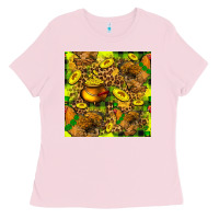 Bubblegum Pink St. Patrick's Chicken With Pot Of Gold Ladies Tee - FaDigitalArtStudio