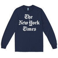 Navy new york times Long Sleeve Tee - DesigneFamous