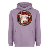Lavender Hereford Cow Christmas Heavyweight Hoodie - RanaPortraitStore