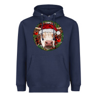 Navy Hereford Cow Christmas Heavyweight Hoodie - RanaPortraitStore