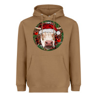 Toasted Coconut Hereford Cow Christmas Heavyweight Hoodie - RanaPortraitStore