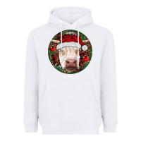 White Hereford Cow Christmas Heavyweight Hoodie - RanaPortraitStore