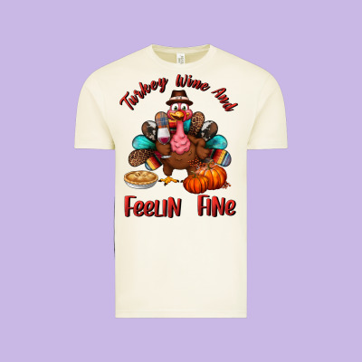 Turkey Wine And Feelin Fine Vintage Tee Designed By Bundleandbundleshop