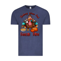 Vintage Denim turkey wine and feelin fine Vintage Tee - BundleAndBundleShop