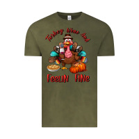 Vintage Olive turkey wine and feelin fine Vintage Tee - BundleAndBundleShop