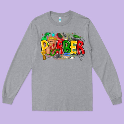 Barber Long Sleeve Tee Designed By Cowhidedigitalart